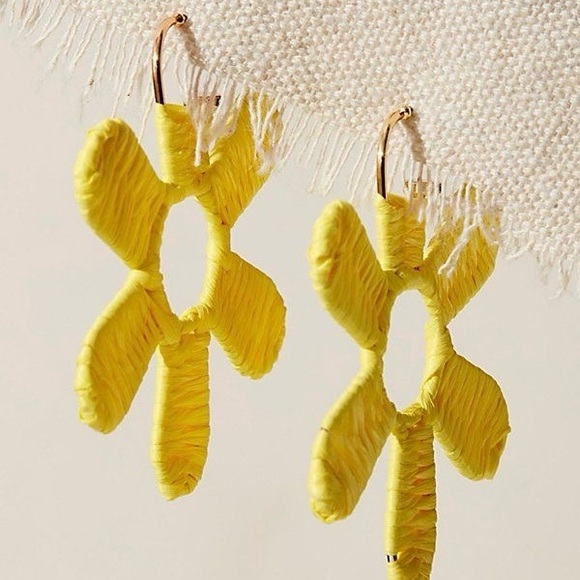 Wendy Woven Flower Hoops (Yellow) | Free People - Picture 2 of 2